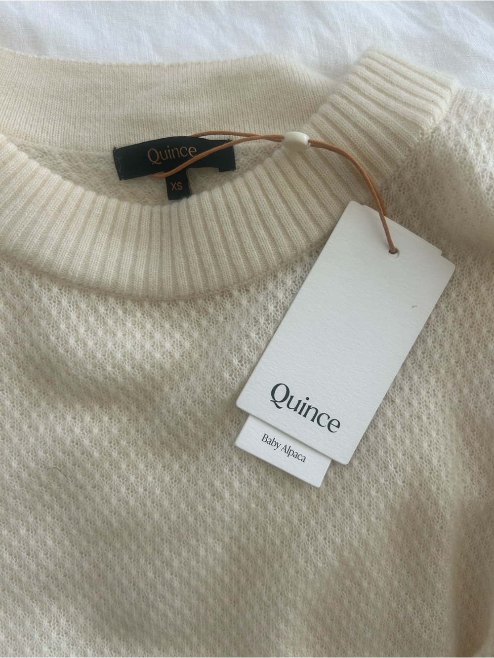 ** New with Tags - Quince Baby Alpaca Cream Textured Knit Sweater - Picture 3 of 3